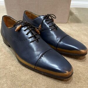 Mezlan Navy and Brown Leather Oxfords Size 10.5 M